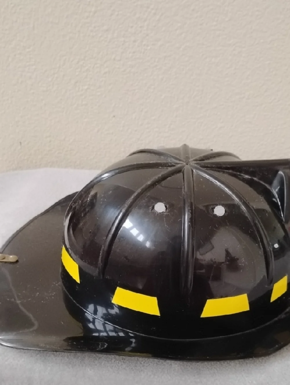 D- Kids Black Firefighter Dress-Up Helmet with Yellow Accents